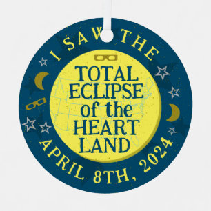 Totale Zonsverduistering April 8th 2024 Kijker Sou Metalen Ornament