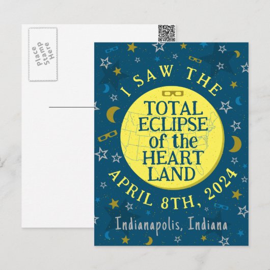 Totale Zonsverduistering April 8th 2024 Souvenir C Briefkaart (Voorkant / Achterkant)