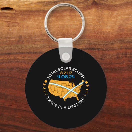 Totale Zonsverduistering Aug 21 17 April 8 24 Twee Sleutelhanger (Voorkant)