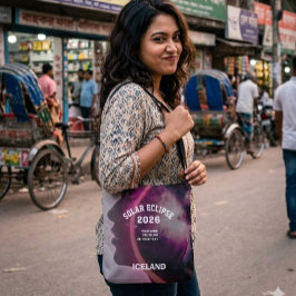 Totale zonsverduistering augustus 2026 tekst geper tote bag