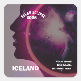 Totale zonsverduistering augustus 2026 tekst geper vierkante sticker