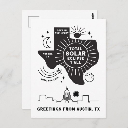 Totale zonsverduistering Austin Texas Briefkaart (Voorkant / Achterkant)
