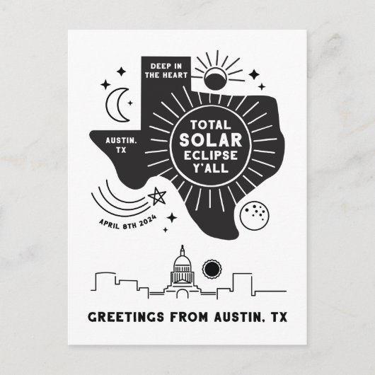 Totale zonsverduistering Austin Texas Briefkaart (Voorkant)