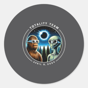 Totale Zonsverduistering Bigfoot Alien Ronde Sticker