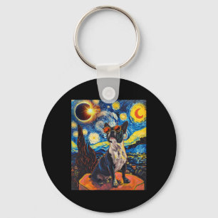Totale zonsverduistering Boston Terrier Dog Sleutelhanger