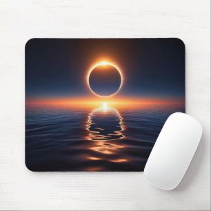 Totale zonsverduistering boven oceaanwater muismat
