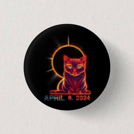 Totale Zonsverduistering Cat 8 april 2024 Astronom Ronde Button 3,2 Cm (Voorkant)
