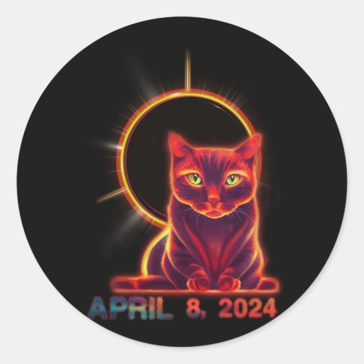 Totale Zonsverduistering Cat 8 april 2024 Astronom Ronde Sticker (Voorkant)