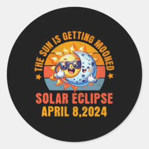 Totale Zonsverduistering Chase 2024 Zon wordt Maan Ronde Sticker