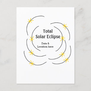 Totale zonsverduistering datum toevoegen locatie h briefkaart