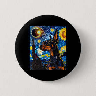 Totale Zonsverduistering Doberman Hond Ronde Button 5,7 Cm