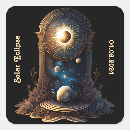 Totale zonsverduistering Esoterische Astrologie Vierkante Sticker (Voorkant)