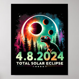 Totale Zonsverduistering Grappige Dinosaurus Drage Poster