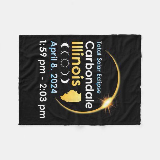 Totale zonsverduistering in Carbondale Illinois op Fleece Deken (Voorkant (Horizontaal))