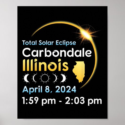 Totale zonsverduistering in Carbondale Illinois op Poster (Voorkant)