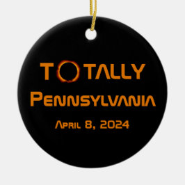 Totale zonsverduistering in Pennsylvania 2024 Keramisch Ornament