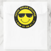 Totale Zonsverduistering Koel Gezicht Ronde Sticker (Tas)