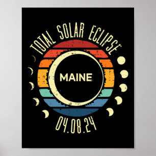 Totale Zonsverduistering Maine Vintage 04.08.24 Ma Poster