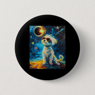 Totale zonsverduistering Maltese hond Ronde Button 5,7 Cm