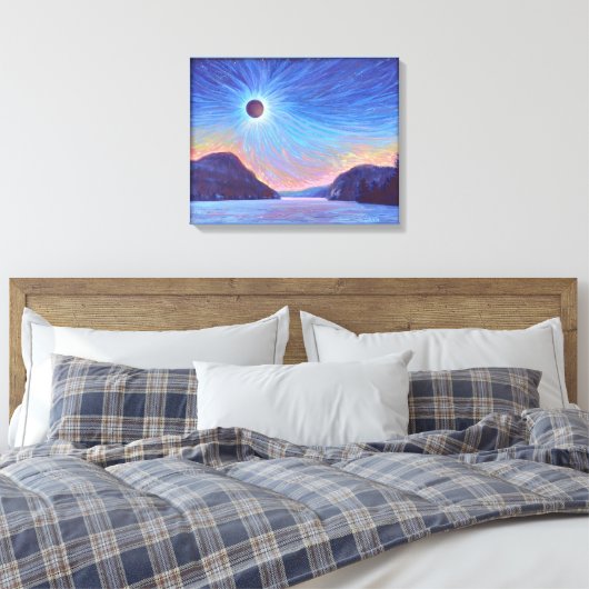 Totale Zonsverduistering Meer Willoughby Vermont C Canvas Afdruk (Insitu (Slaapkamer))