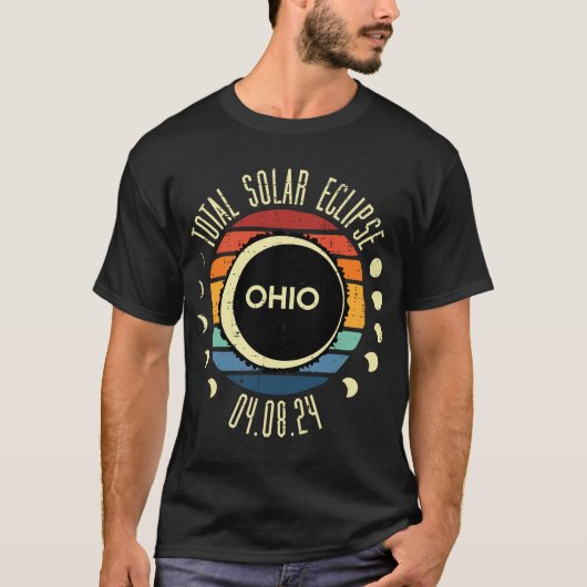 Totale Zonsverduistering Ohio Sunset Retro 04.08.2 T-shirt (Voorkant)