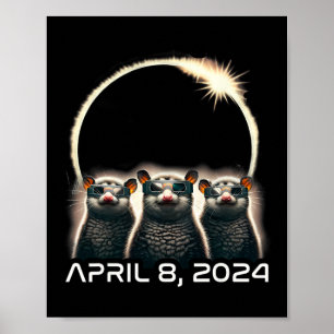 Totale Zonsverduistering Shirt 2024 Opossum in Ast Poster