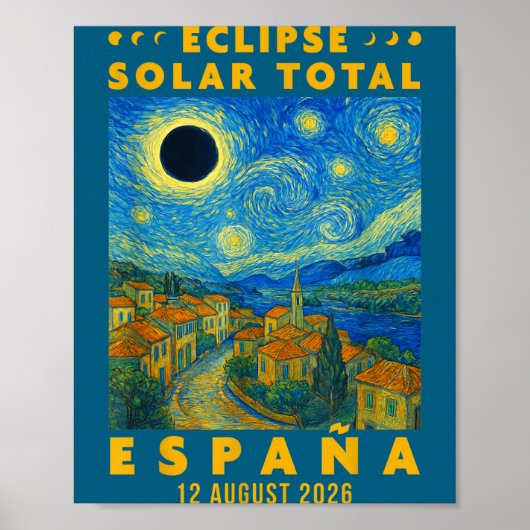 Totale Zonsverduistering Spanje 2026 Poster (Voorkant)