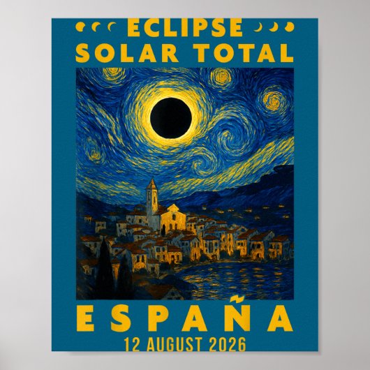 Totale Zonsverduistering Spanje 2026 Poster (Voorkant)