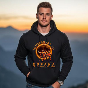 Totale Zonsverduistering- Spanje 2026 Stier in het Hoodie