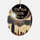 Totale zonsverduistering STAD April 8, 2024 zon ma Keramisch Ornament (Rechts)