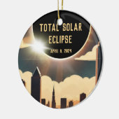 Totale zonsverduistering STAD April 8, 2024 zon ma Keramisch Ornament (Links)