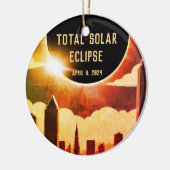 Totale zonsverduistering STAD April 8, 2024 zon ma Keramisch Ornament (Links)