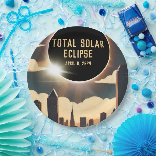 Totale zonsverduistering STAD April 8, 2024 zon ma Papieren Bordje (Feest)