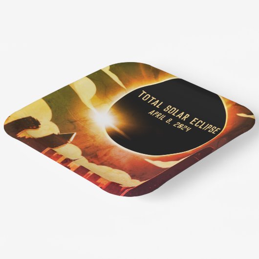 Totale zonsverduistering STAD April 8, 2024 zon ma Papieren Bordje (Gebogen)