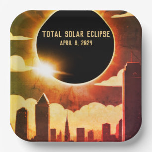 Totale zonsverduistering STAD April 8, 2024 zon ma Papieren Bordje
