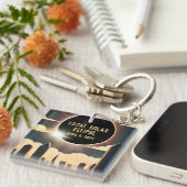 Totale zonsverduistering STAD April 8, 2024 zon ma Sleutelhanger (Voorkant Rechts)