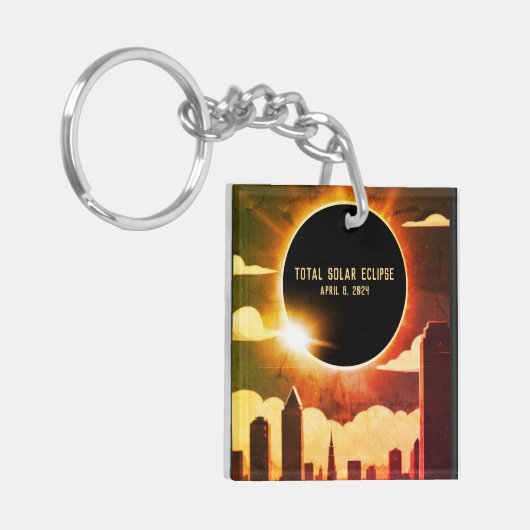 Totale zonsverduistering STAD April 8, 2024 zon ma Sleutelhanger (Voorkant Links)