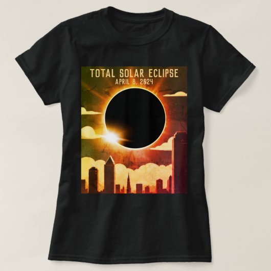 Totale zonsverduistering STAD April 8, 2024 zon ma T-shirt (Design voorkant)