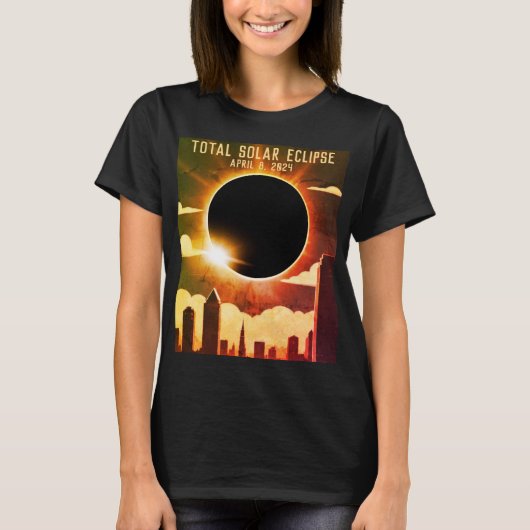 Totale zonsverduistering STAD April 8, 2024 zon ma T-shirt (Voorkant)