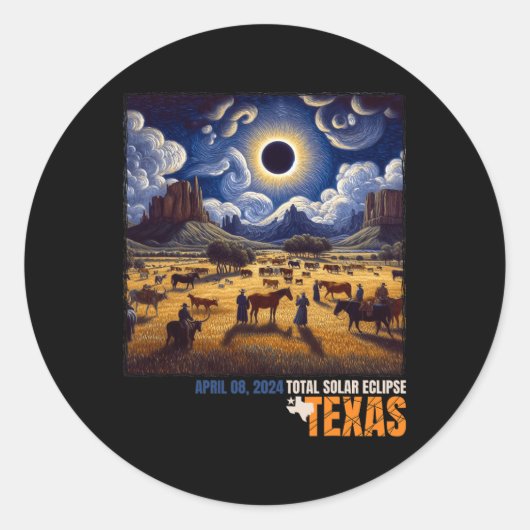 Totale Zonsverduistering Texas Boerderij Totalitei Ronde Sticker (Voorkant)