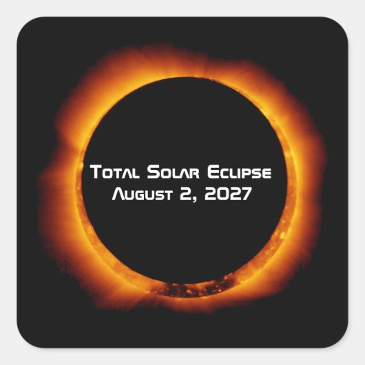 Totale Zonsverduistering van de Eeuw 2027 Vierkante Sticker (Voorkant)