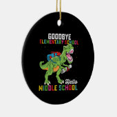 Totalelementair Hallo Middelbare School T Rex Keramisch Ornament (Rechts)