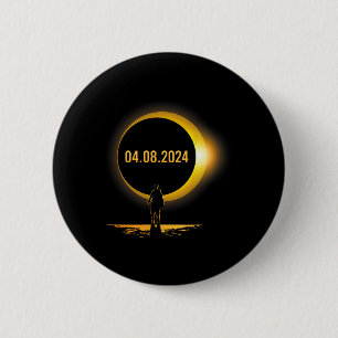 Totaliteit 04 08 24 Grappige totale zonsverduister Ronde Button 5,7 Cm