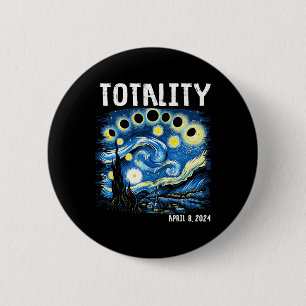 Totaliteit Totale Zonsverduistering 2024 4 08 Ster Ronde Button 5,7 Cm