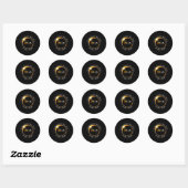 Totaliteit Zonsverduistering 2024 4.08.24 Accessoi Ronde Sticker (Vel)