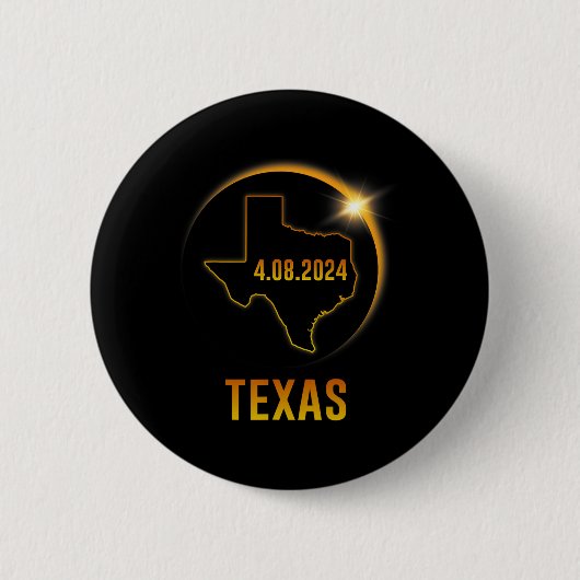 Totaliteit Zonsverduistering April 8 2024 Texas Ronde Button 5,7 Cm (Voorkant)