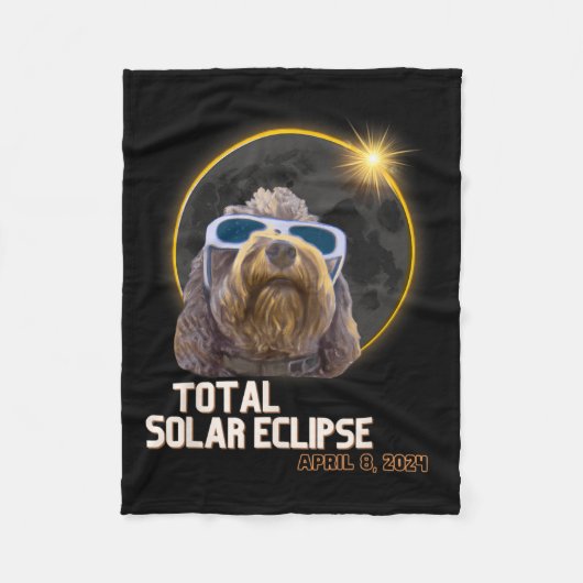 Totaliteit Zonsverduistering Goldendoodle met Verd Fleece Deken (Voorkant)