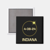 Totality Path 2024 Indiana Totale Eclipse Pocket Magneet (Voorkant / Achterkant)