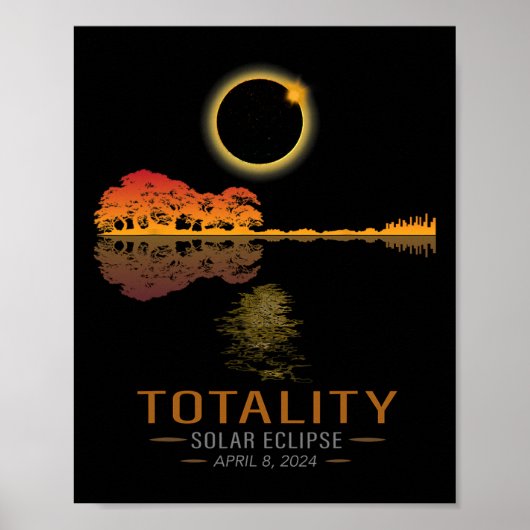 Totality Spring 4 08 24 Totaal Solar Eclipse Gitaa Poster (Voorkant)