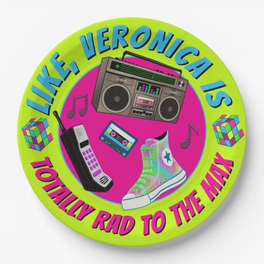 Totally 80s Retro Birthday Party Invitation Papieren Bordje (Voorkant)